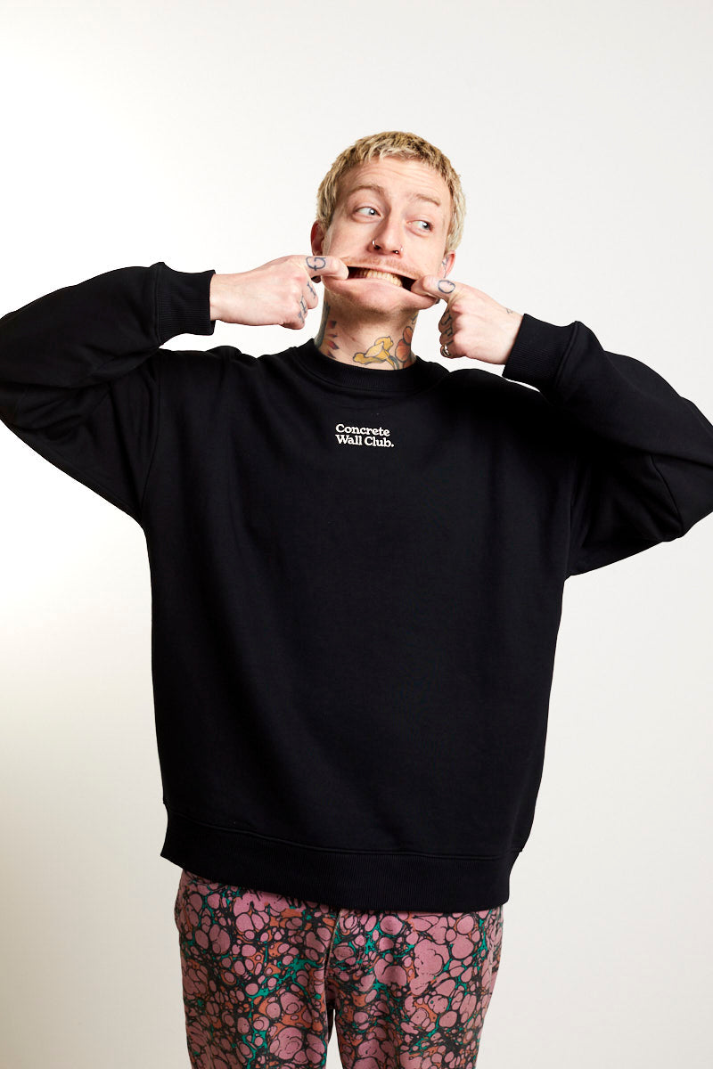 Concrete Wall Club Oversized Sweatshirt - Black