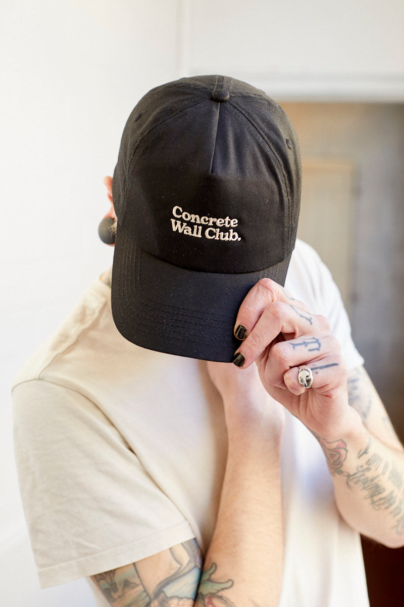 Concrete Wall Club Original 5 Panel Cap - Black